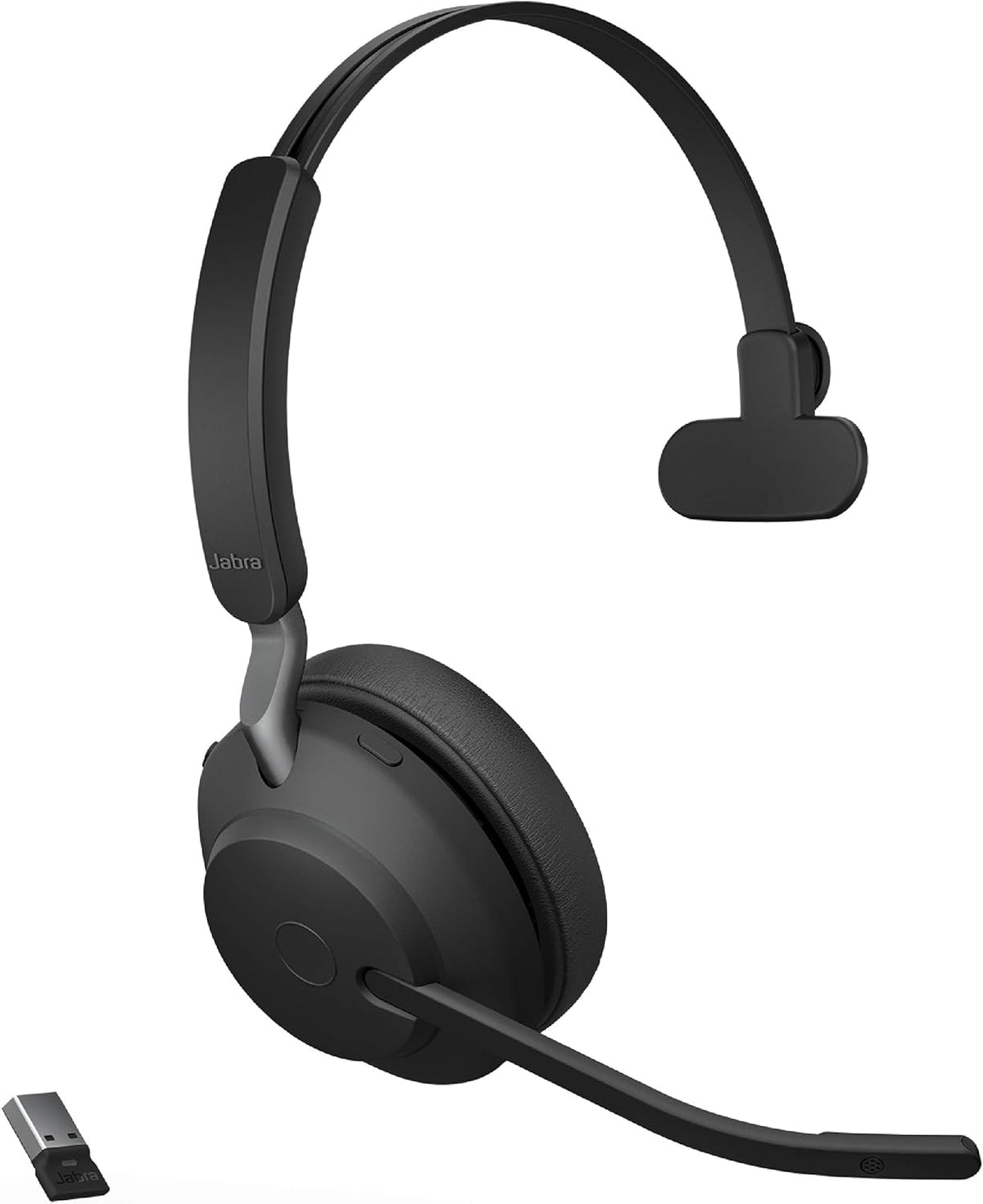 Jabra Evolve2 65 MS Wireless Headphones with Link380c, Stereo, Black – Wireless Bluetooth Headset for Calls and Music, 37 Hours of Battery Life, Passive Noise Cancelling Headphones U4412