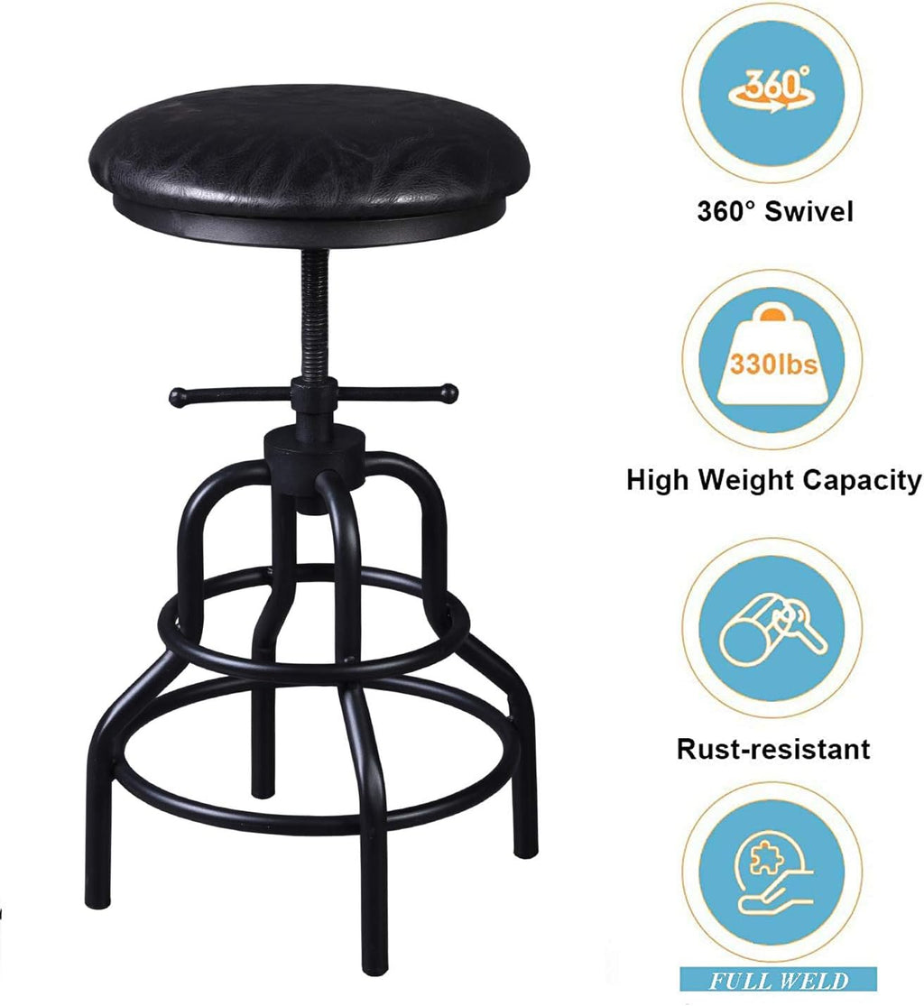 Adjustable Swivel Metal Bar Stool Set of 2 W4507