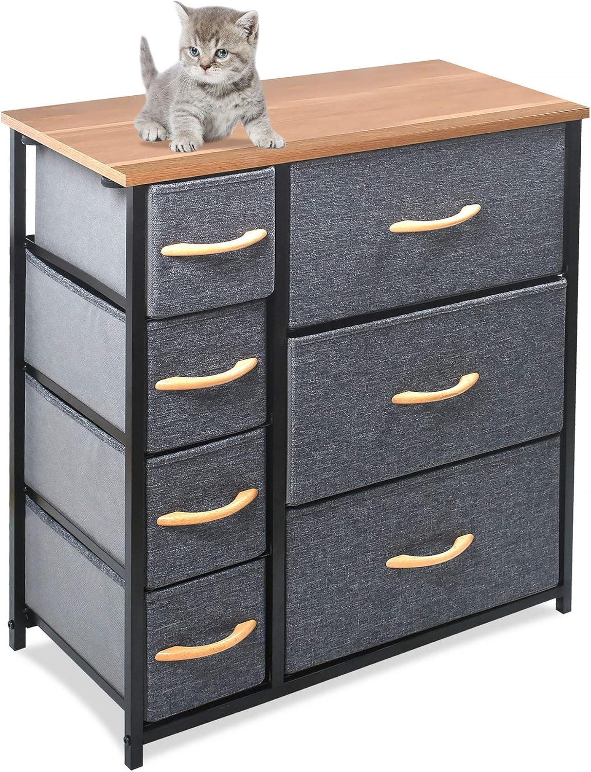 Grey Fabric Storage Tower Dresser Organizer Q72043