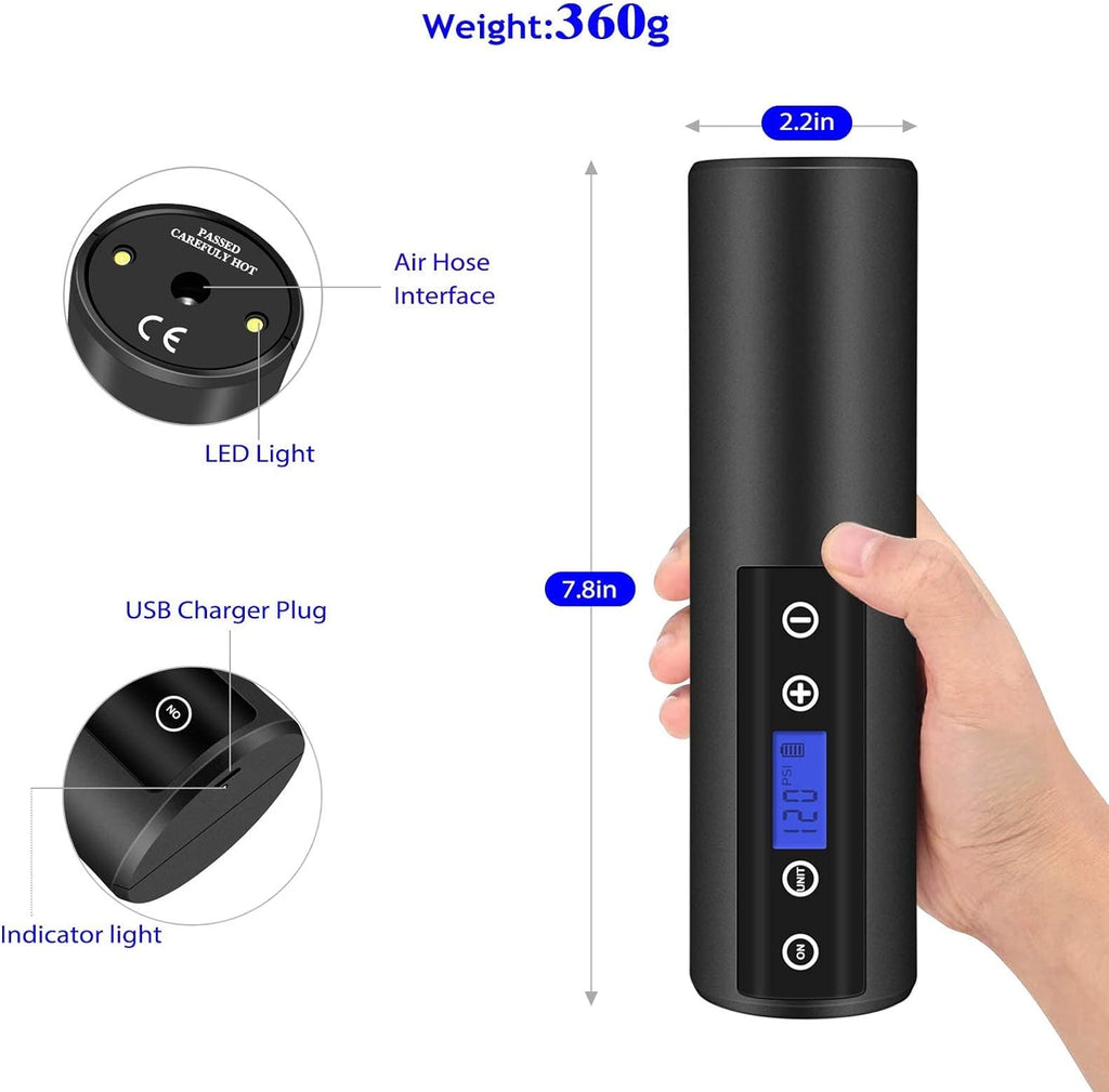 150 PSI Cordless Tire Inflator Air Compressor with LCD Display LED Light A3325