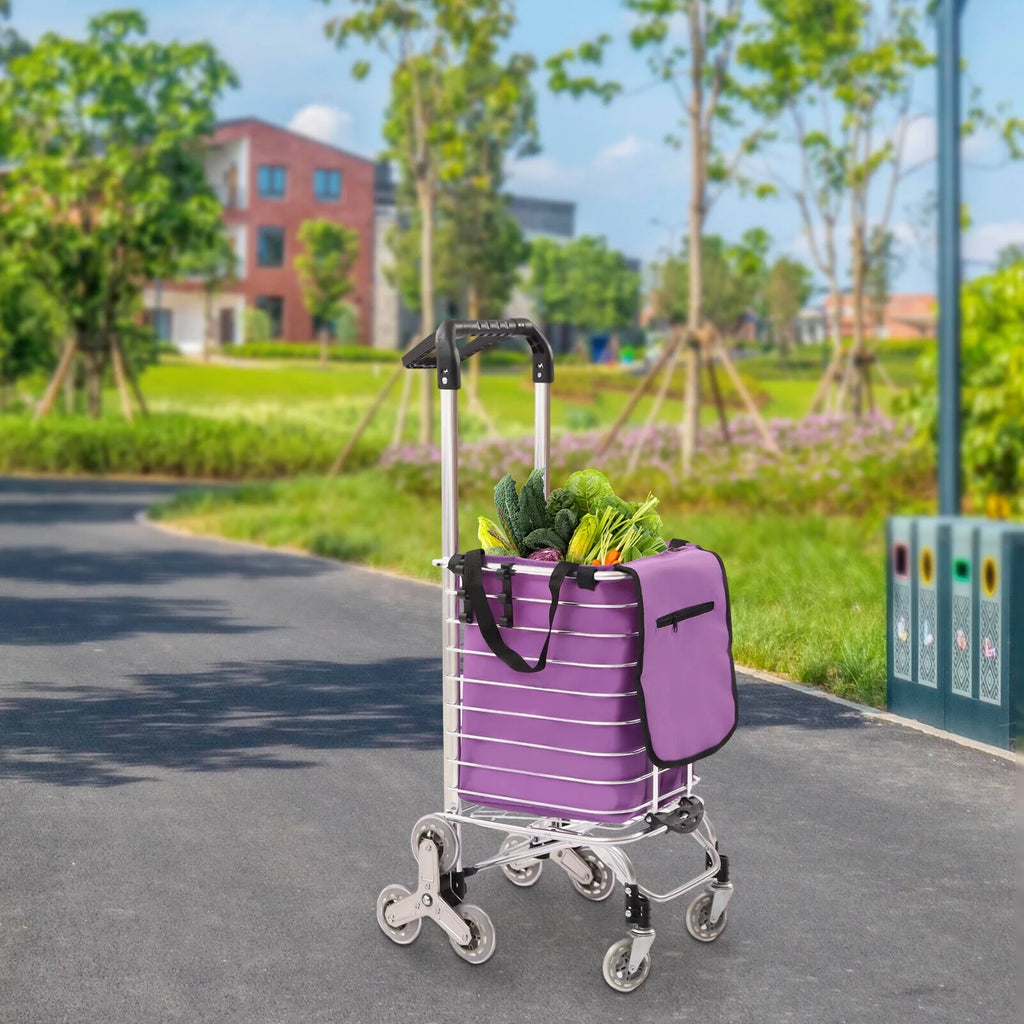 35L Folding Shopping Cart Grocery Trolley Handcart with Bag C47409