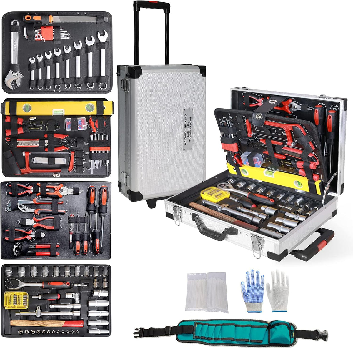 799pcs Aluminum Trolley Case Tool Set Silver F664778