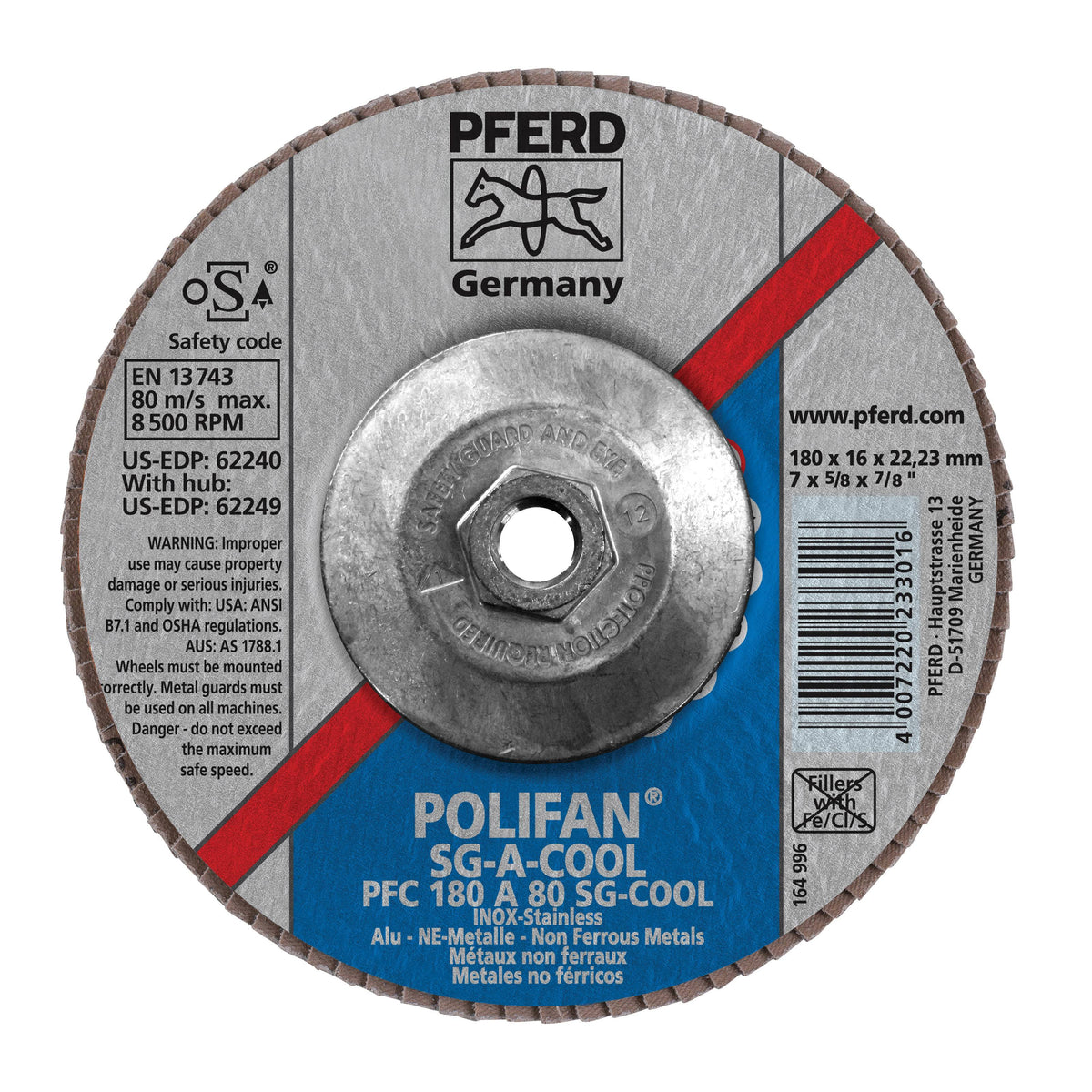 5x22 5/8-11 Conical SG Aluminum Oxide 60 Grit Flap Disc 10pk Q82345