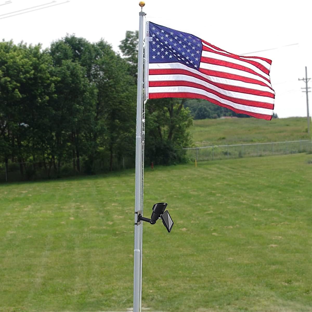 Solar Flag Pole Light, 5 LEDs, Adjustable Metal Clamps, Waterproof, 2 In 1 Solar Powered C920