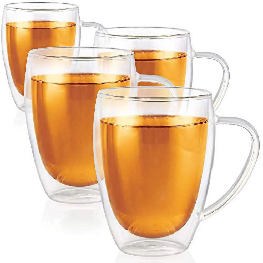 Set of 4 Double Wall Glass Tea Cups Q26443