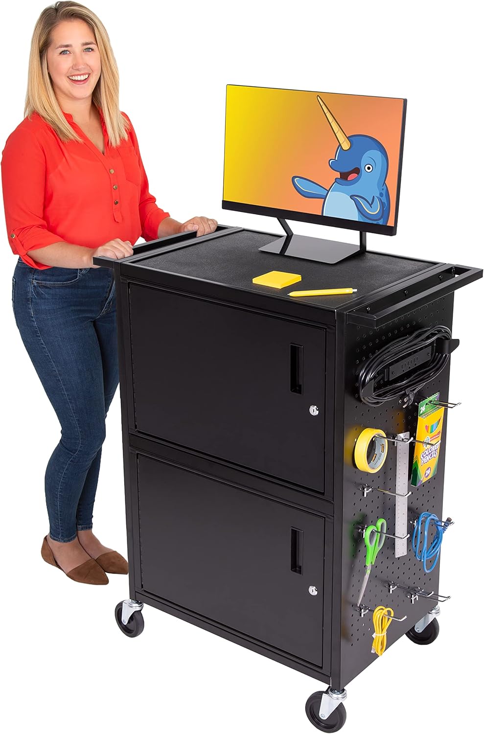AV Cart with Pegboard Siding and 12 Hooks S35187