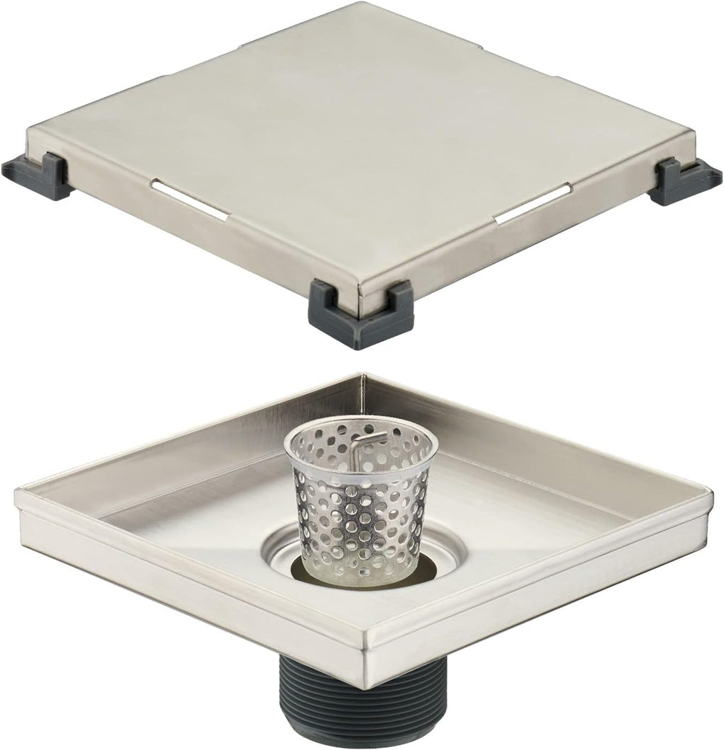 6 inch Stainless Steel Square Shower Drain with Tile Insert X55071
