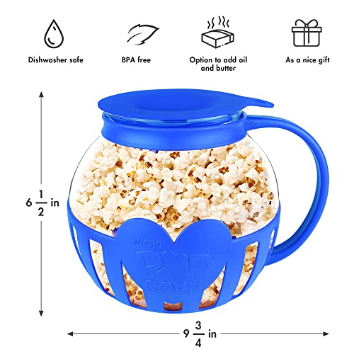 Red 3 Quart Borosilicate Glass Microwave Popcorn Popper A201