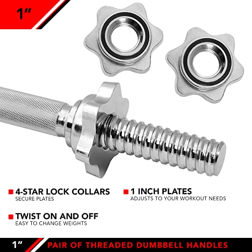 Threaded Dumbbell Handles, Set of 2, with Star Collars V3350