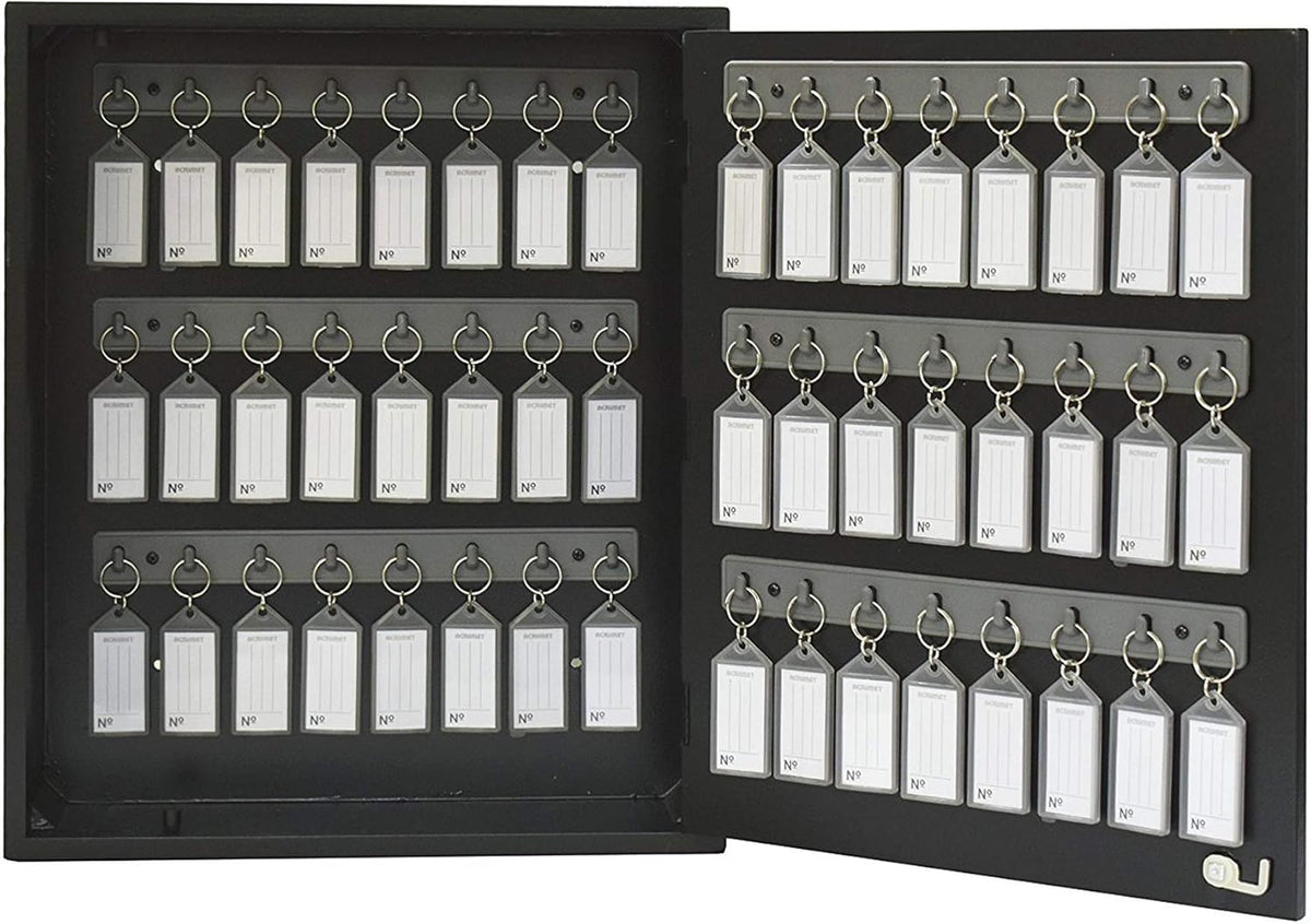 Key Cabinet Organizer 48 Positions with Lock Wall Mount Black L66689