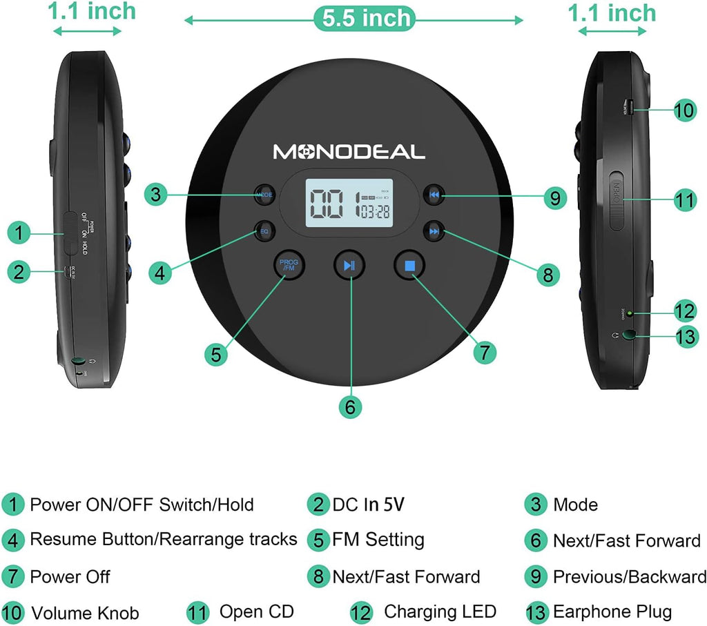 Portable CD Player with FM Transmitter U8721