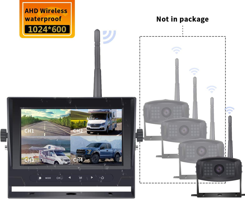 1080P Digital Wireless Rear View Camera with 7'' DVR Monitor IP67 Waterproof O734
