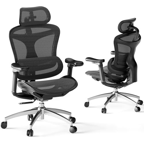 Ergonomic Office Chair with 3D Armrests, Adjustable Backrest, Grey F58990