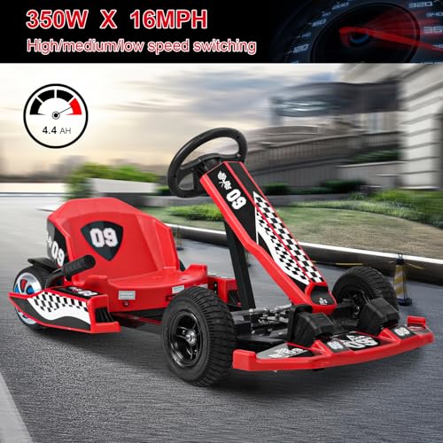 16 MPH 350W Motor Battery Powered Electric Drift Go Kart V7228