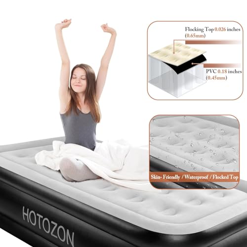 Twin Air Mattress with Built-in Pump, 18" Foldable Blue Air Bed G745247