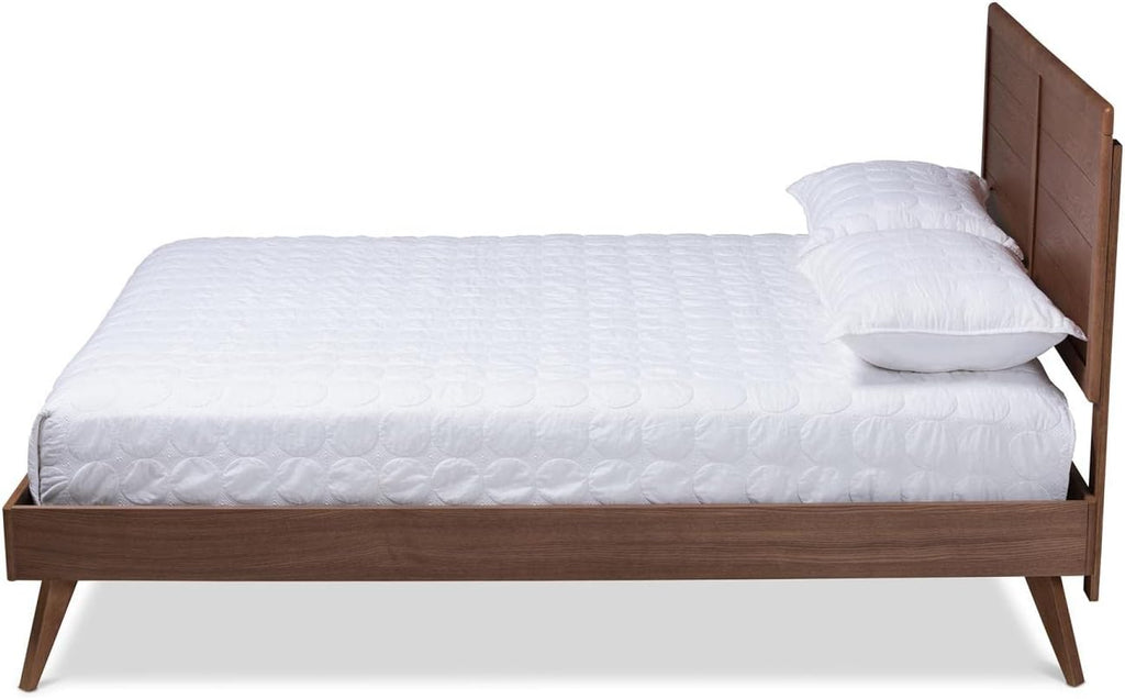 Walnut Brown Wood Queen Platform Bed F7192