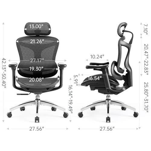 Ergonomic Office Chair with 3D Armrests, Adjustable Backrest, Grey F58990
