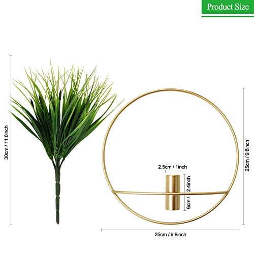 Set of 2 Artificial Plants with Gold Metal Round Hanging Hoop X2655
