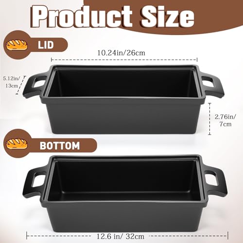 2 Piece 10 x 5 Inches Cast Iron Bread Pan with Lid Loaf Pans Set D76117