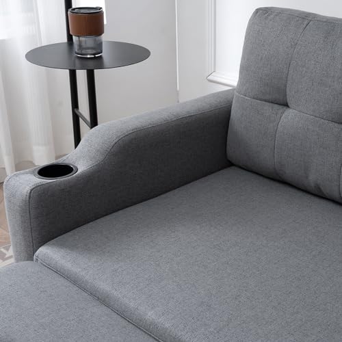 Brown L-Shaped Sleeper Sofa with Cup Holders J251373