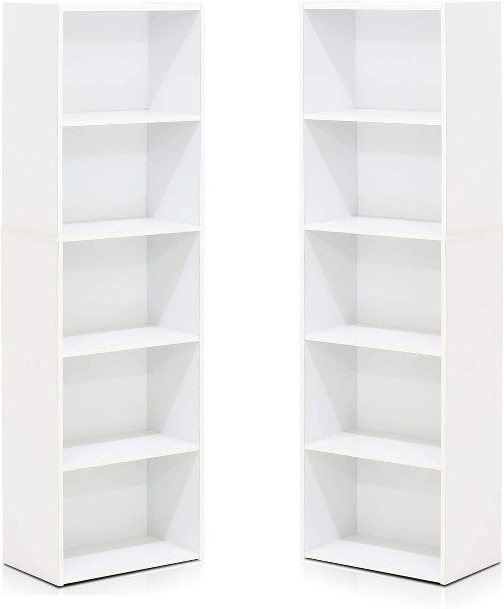 White 2 Pack 5-Tier Open Shelf Bookcase E80062