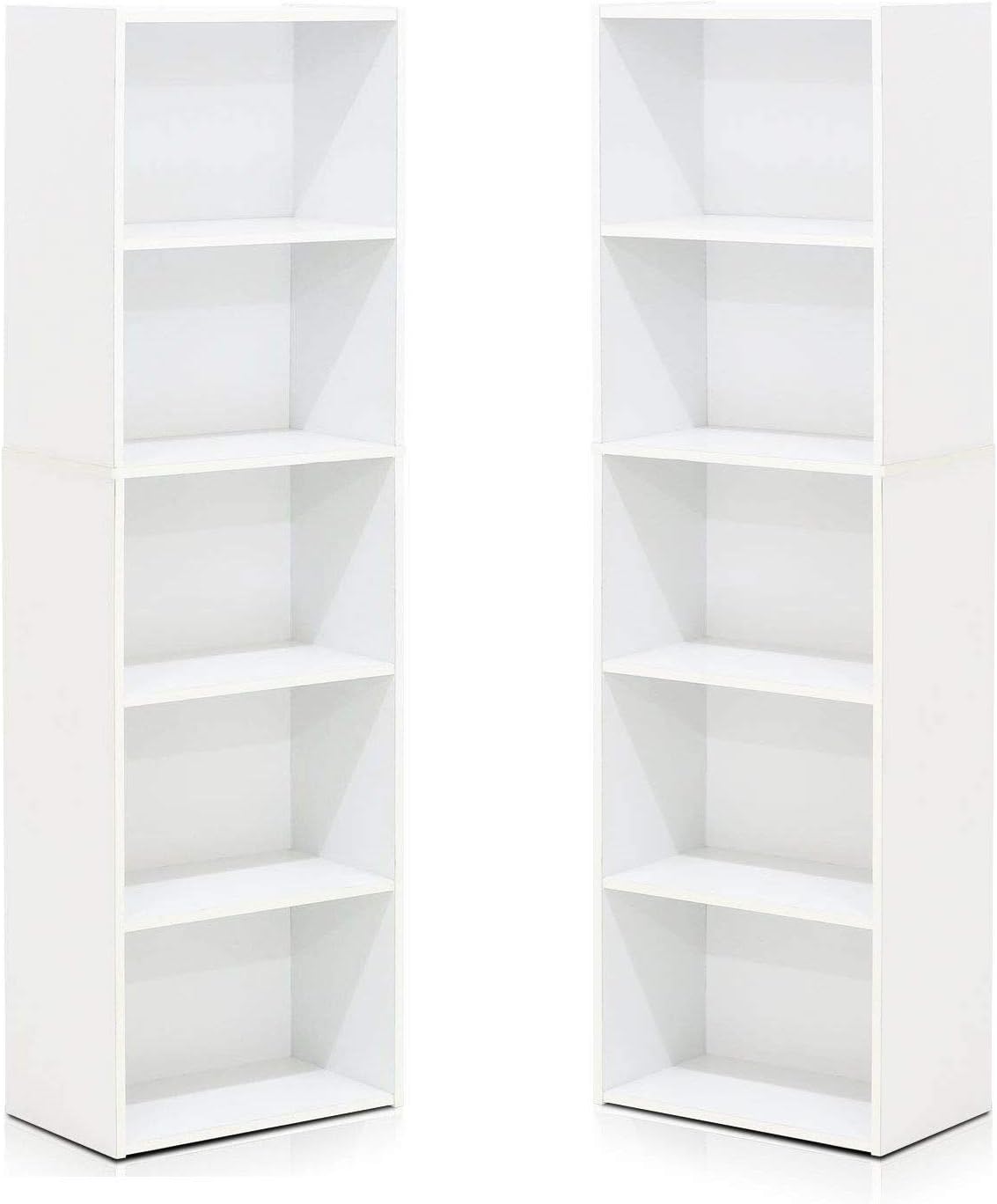 White 2 Pack 5-Tier Open Shelf Bookcase E80062