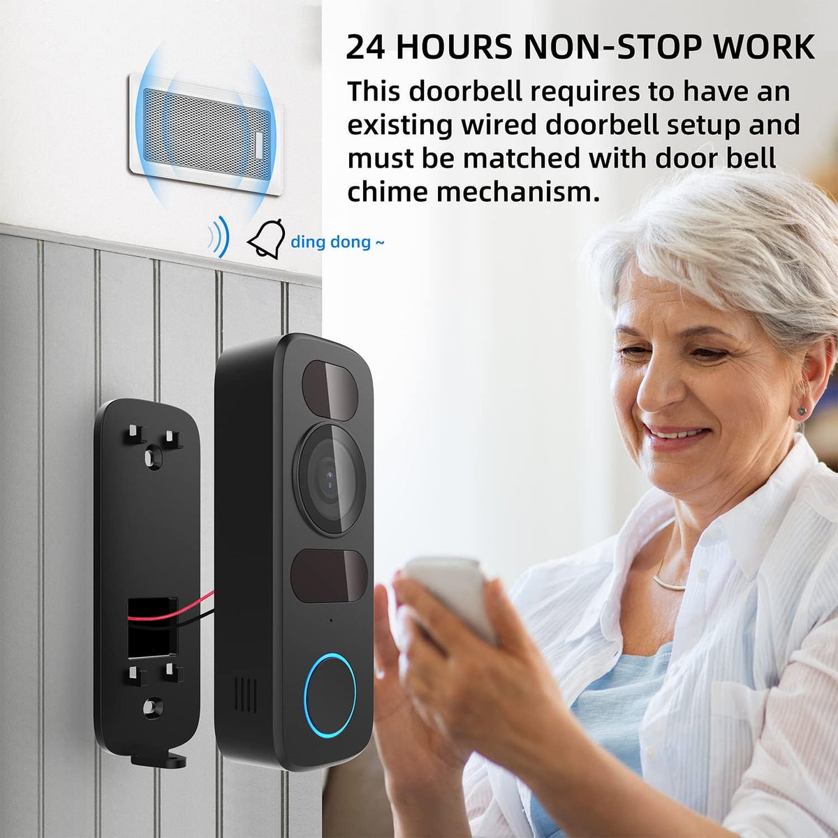 Wired Video Doorbell Camera 1080P HD 140° View Q581985