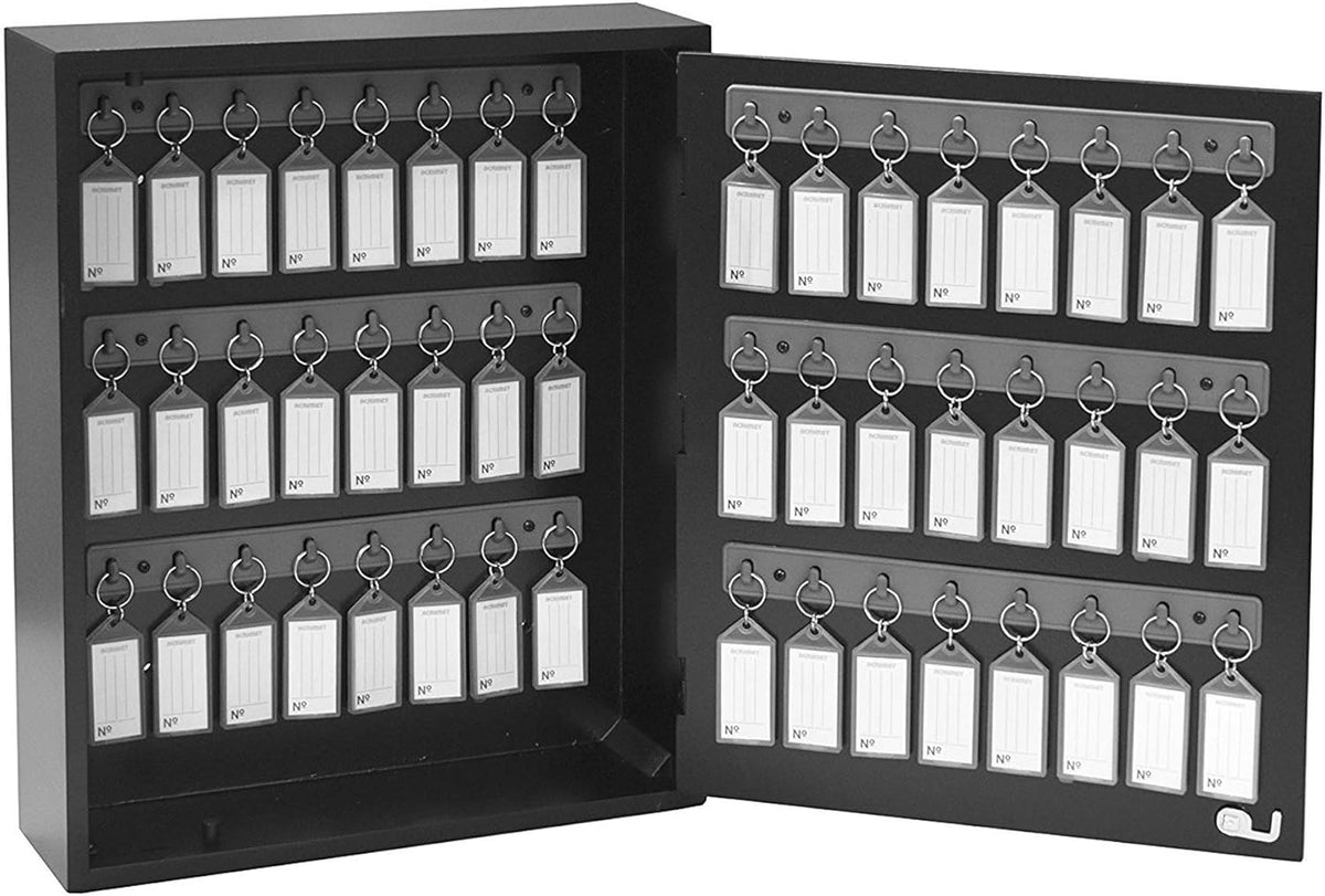 Key Cabinet Organizer 48 Positions with Lock Wall Mount Black L66689