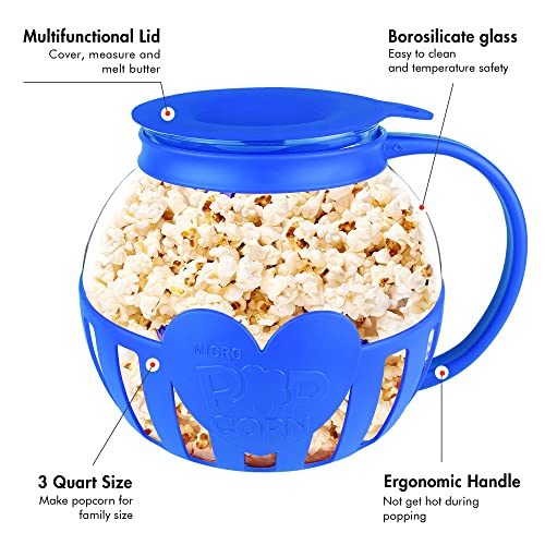 Red 3 Quart Borosilicate Glass Microwave Popcorn Popper A201