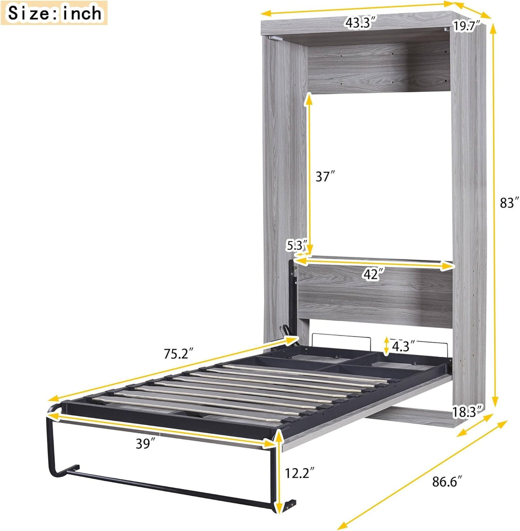 Twin Wooden Murphy Bed O16278
