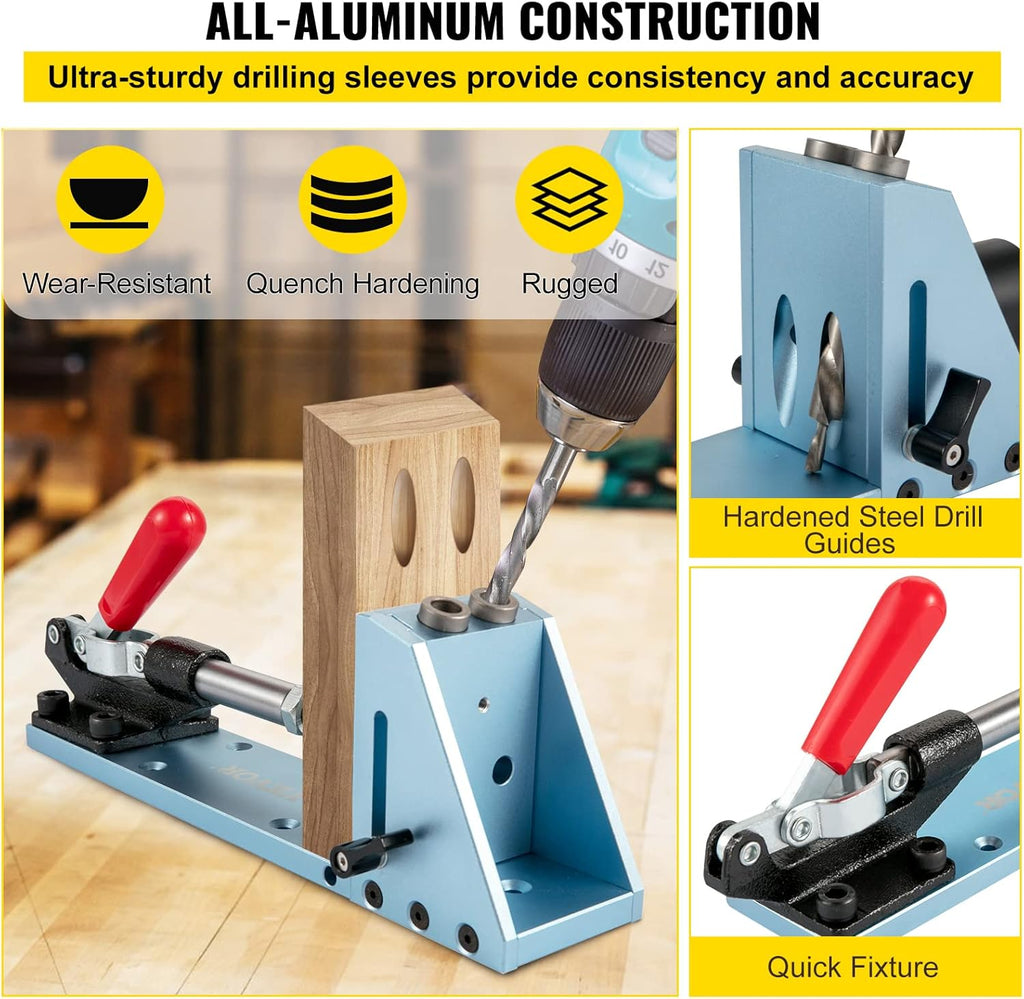 Adjustable Aluminum Pocket Hole Jig Kit B2004