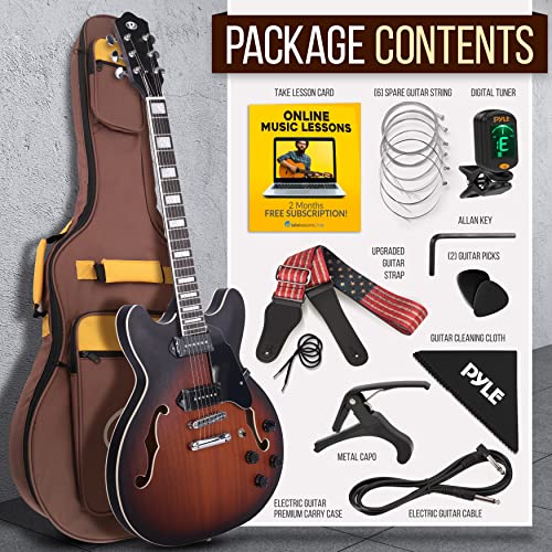 41.8" Full Size Semi Hollow Body Electric Guitar Set with Gig Bag D860675