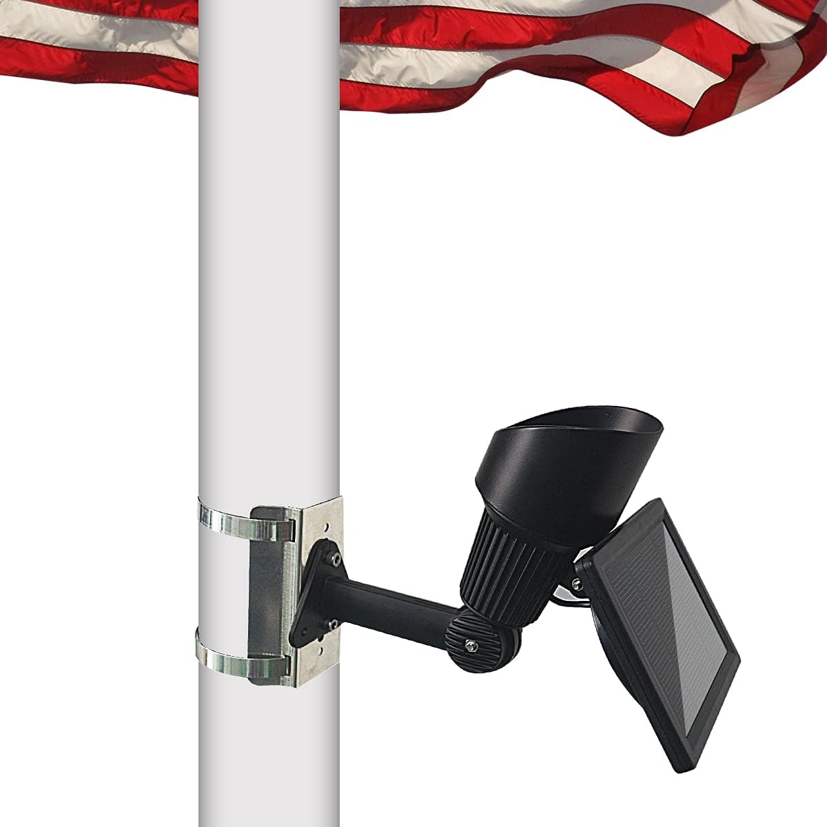 Solar Flag Pole Light, 5 LEDs, Adjustable Metal Clamps, Waterproof, 2 In 1 Solar Powered C920