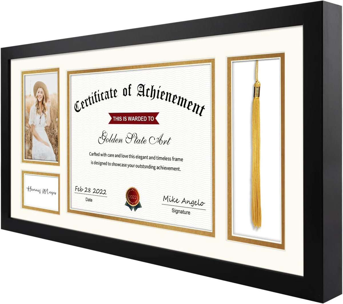 11x22 Certificate Frame with Tassel Holder & Real Glass V2704
