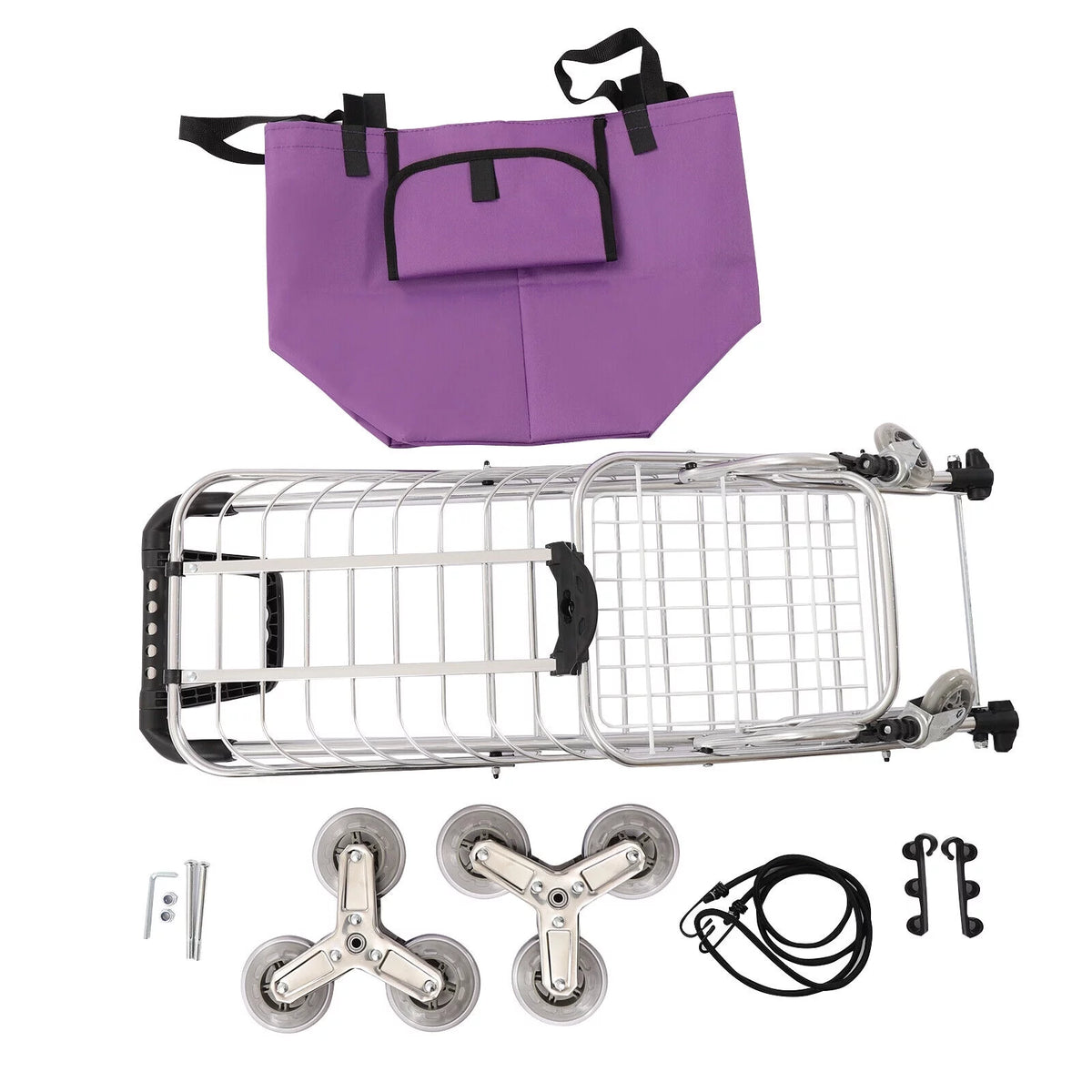 35L Folding Shopping Cart Grocery Trolley Handcart with Bag C47409