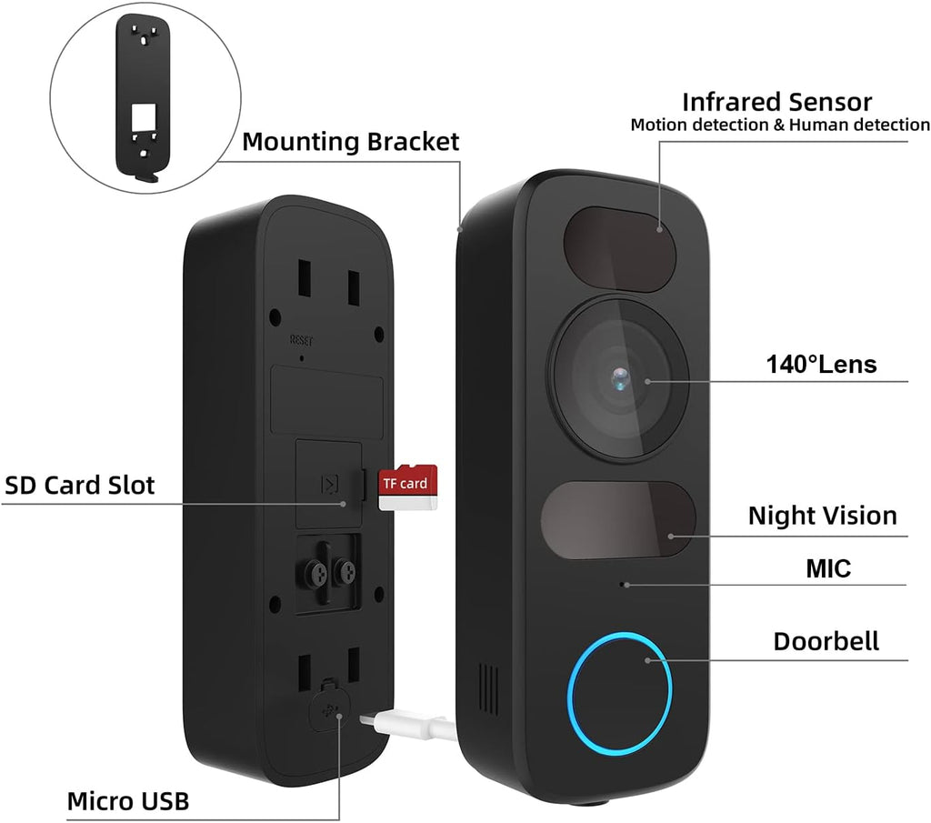 Wired Video Doorbell Camera 1080P HD 140° View Q581985