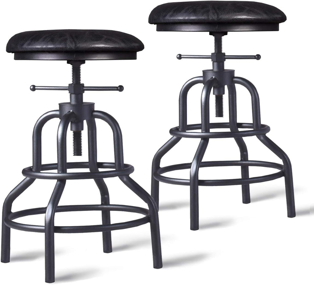 Adjustable Swivel Metal Bar Stool Set of 2 W4507