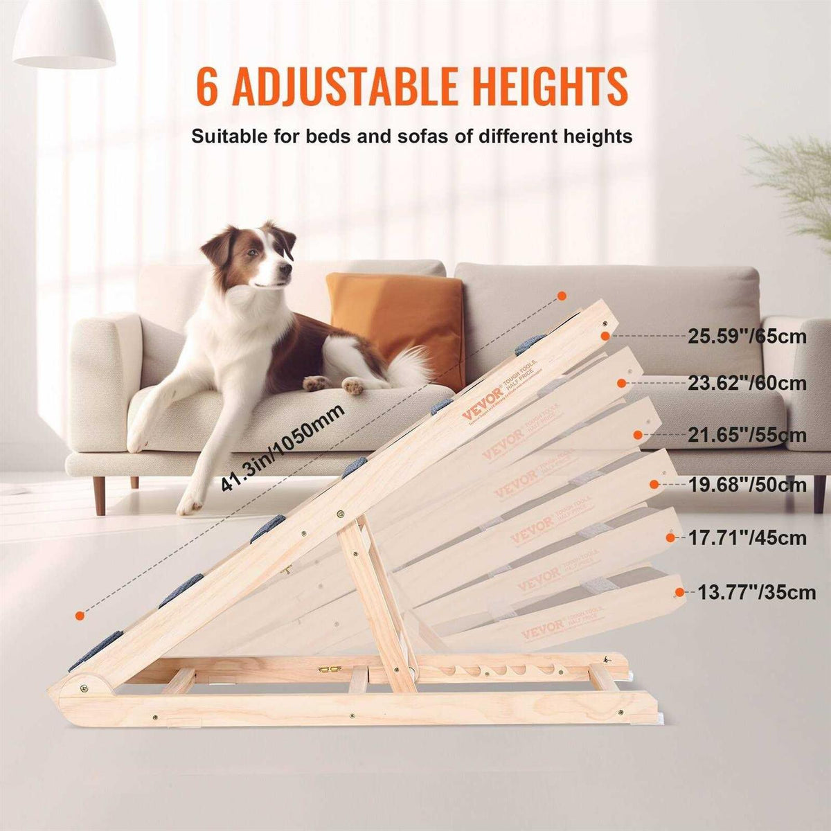 Folding Adjustable Dog Ramp for Bed J450