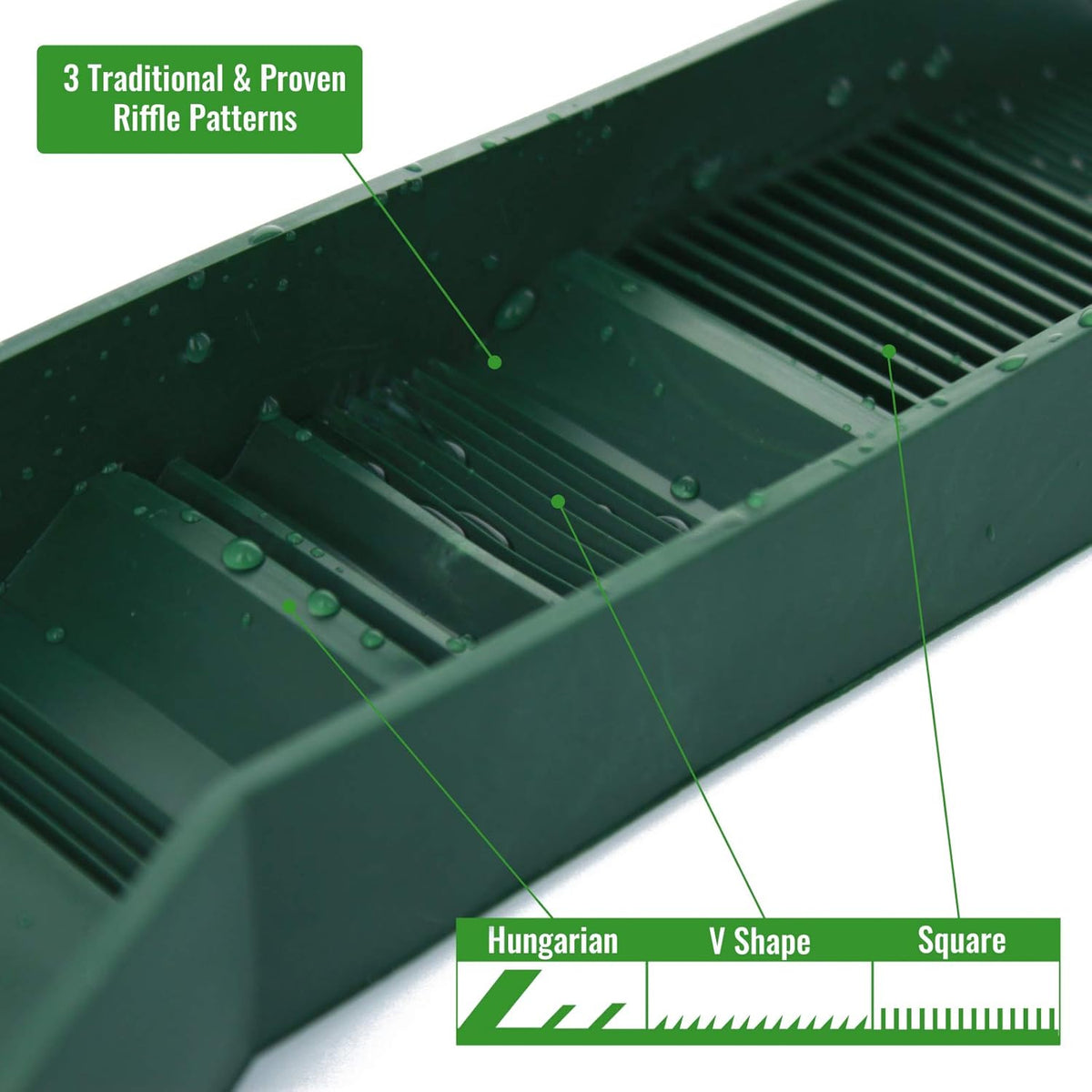 12" Pocket Mini Sluice Box with 3 Riffle TPR Rubber Groove Mat M9094