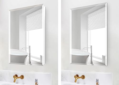 14"x24" Rectangular Beveled Frameless Mirror Cabinet F8677