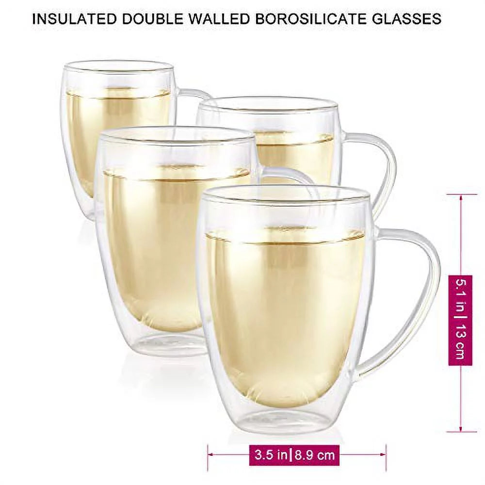 Set of 4 Double Wall Glass Tea Cups Q26443