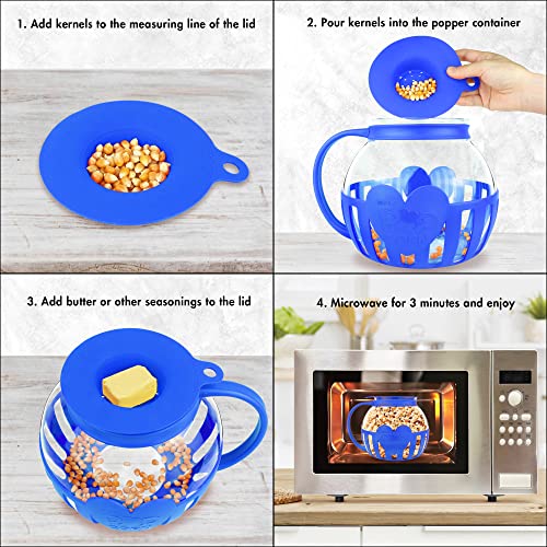 Red 3 Quart Borosilicate Glass Microwave Popcorn Popper A201