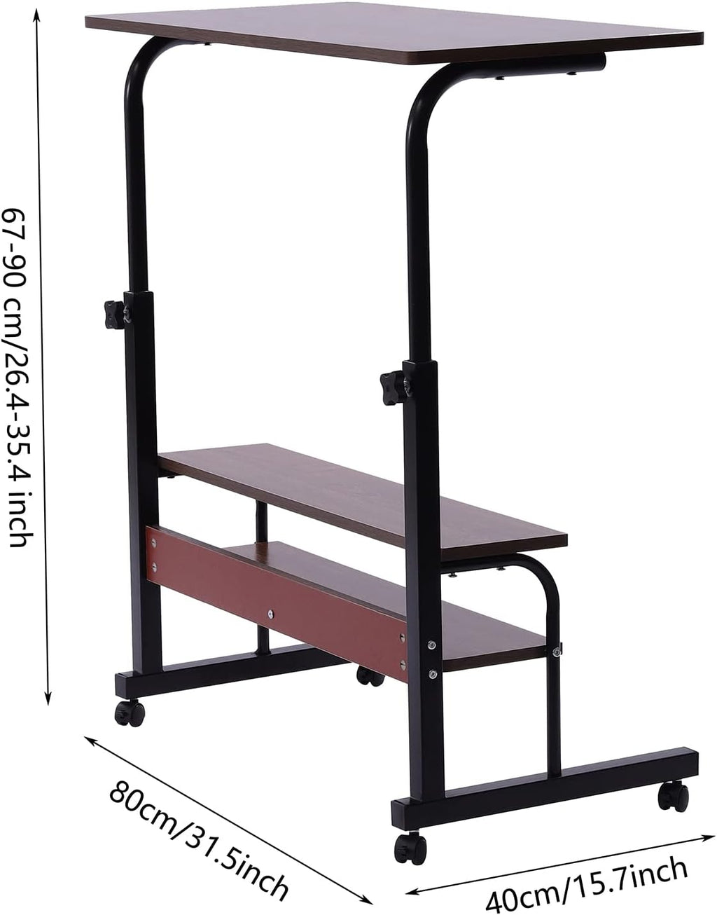 2-Layer Height Adjustable Mobile Laptop Desk Cart with Wheels F72101