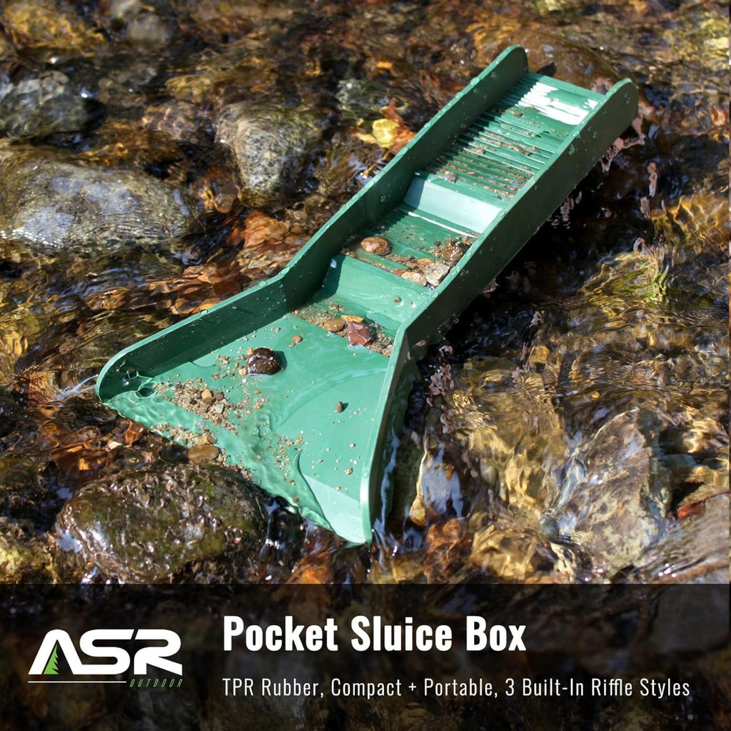 12" Pocket Mini Sluice Box with 3 Riffle TPR Rubber Groove Mat M9094