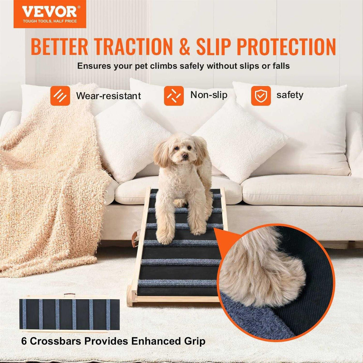 Folding Adjustable Dog Ramp for Bed J450