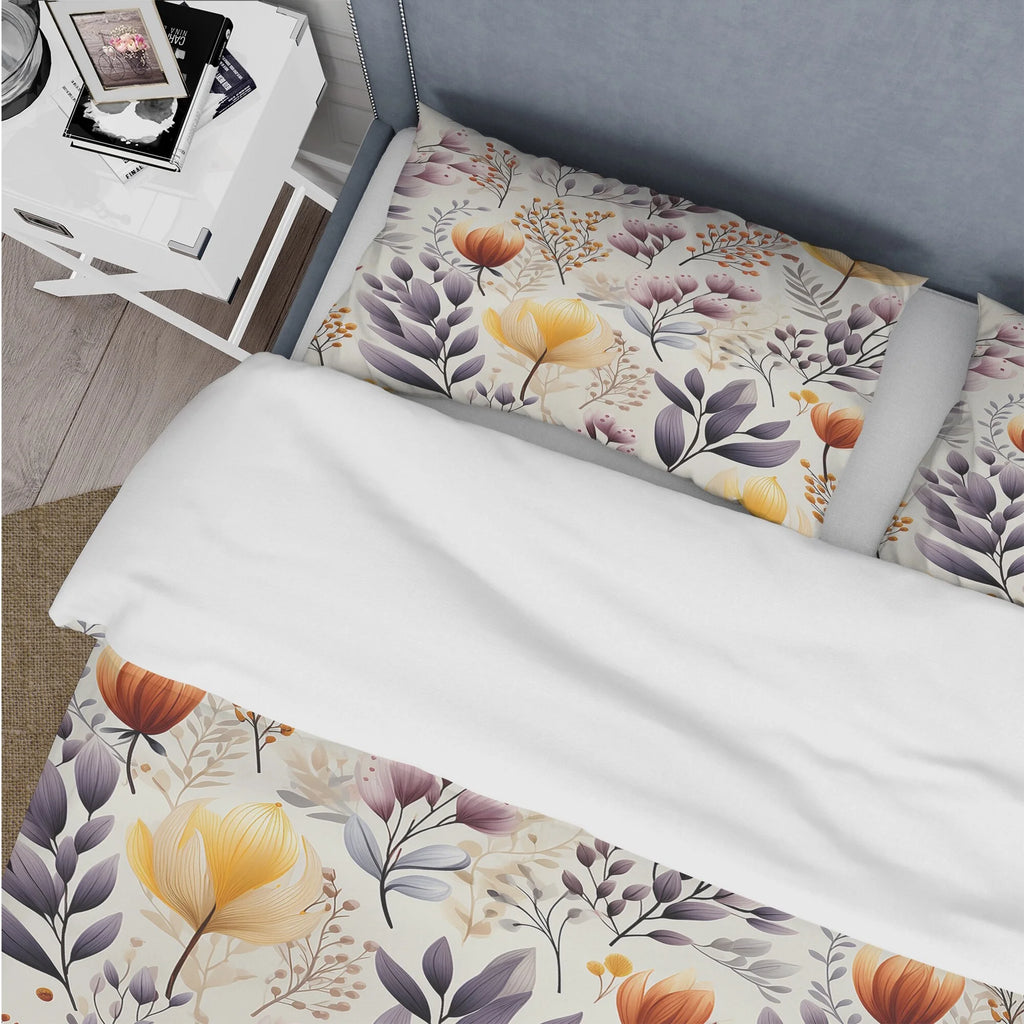 Yellow Floral Bedding Comforter Set with 2 Shams Twin I930