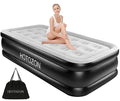 Twin Air Mattress with Built-in Pump, 18" Foldable Blue Air Bed G745247