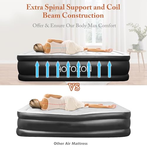 Twin Air Mattress with Built-in Pump, 18" Foldable Blue Air Bed G745247