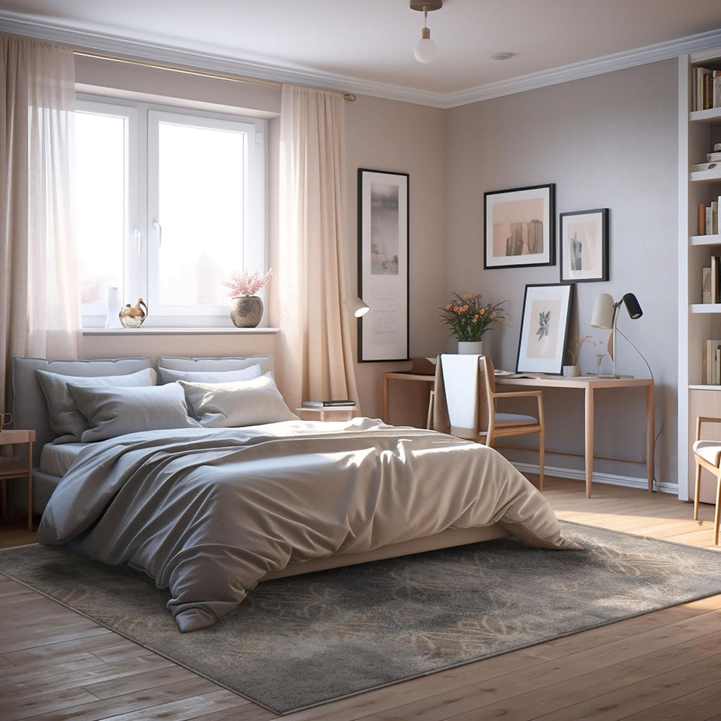 Grey Brown Plush Area Rug 4' x 6' B500858