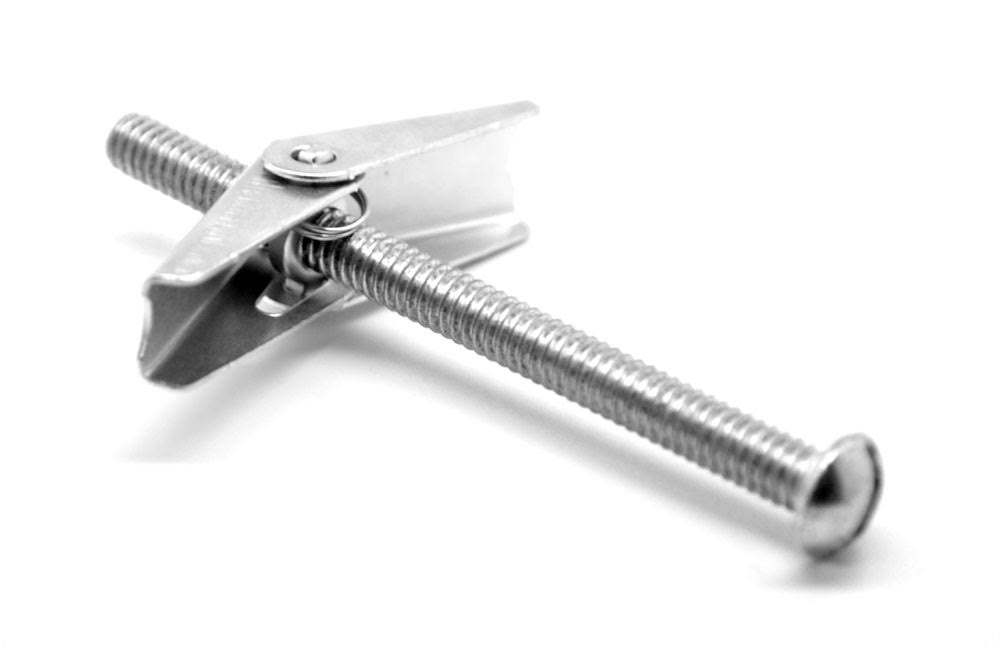 3/16x22-24 Coarse Thread Toggle Bolt Slotted Round Head Low Carbon Steel Zinc Plated Pk 50 D53962